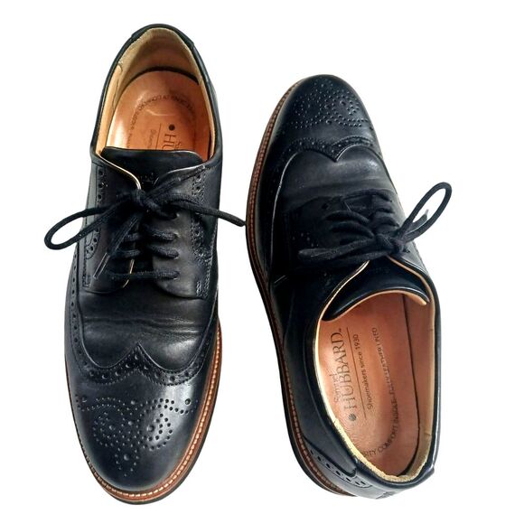 Men's Samuel Hubbard Oxford Shoes Tipping Point Leather with Broguing Black 9 - Picture 7 of 10